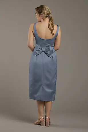 Matte Satin Tank Midi Dress with Bow Back Dress - XNAUWBI