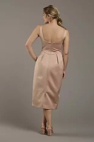 Matte Satin Tank Midi Dress with Bow Back Dress - XNAUWBI