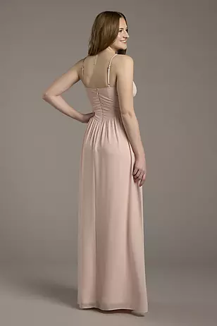 Chiffon Spaghetti Strap A-Line Dress with Slit Dress - XNAUWBI