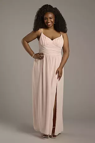 Chiffon Spaghetti Strap A-Line Dress with Slit Dress - XNAUWBI