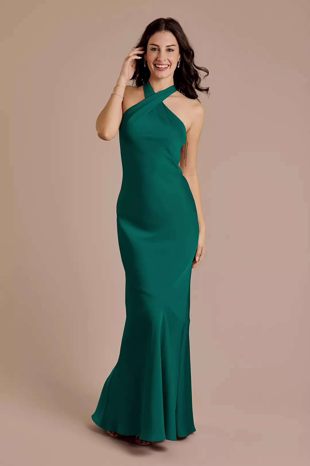 Matte Satin Y-Neck Bias Sheath Dresses - XNAUWBI