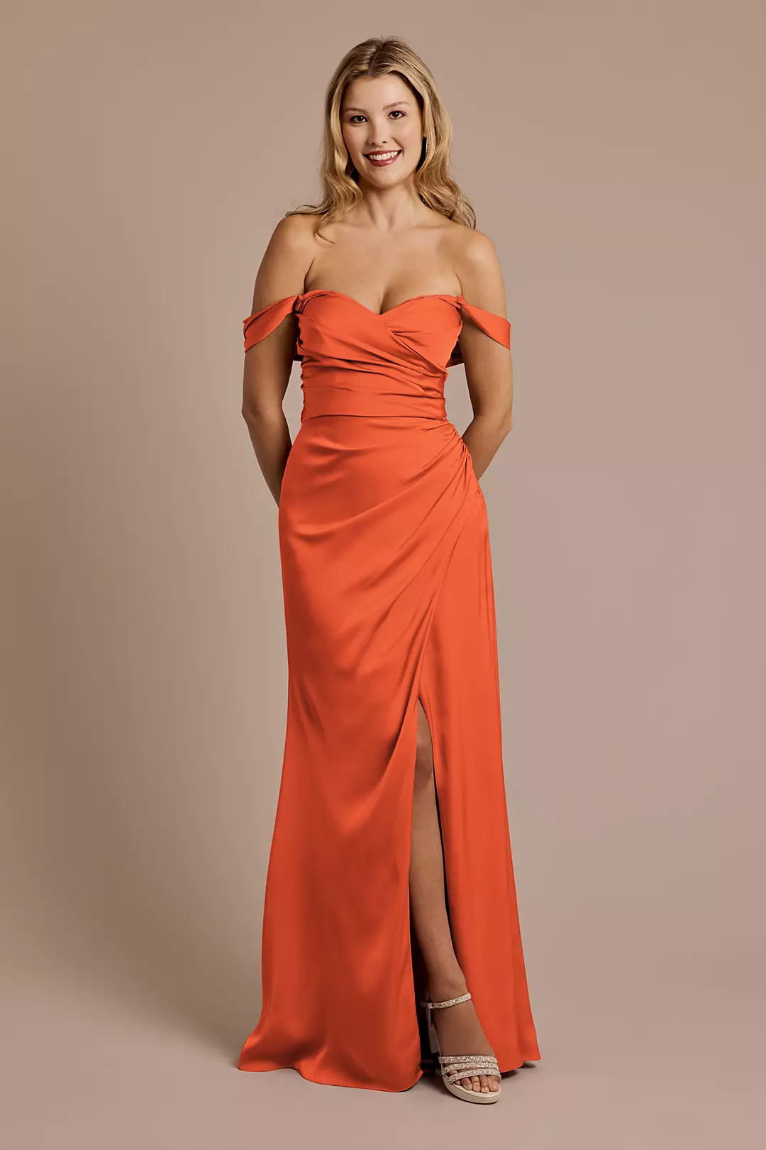 Matte Satin Off-the-Shoulder Sheath Dresses - XNAUWBI