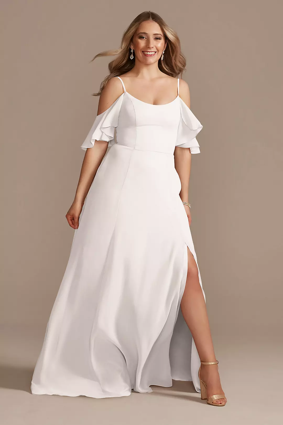 Cold-Shoulder Long Chiffon Dresses - XNAUWBI