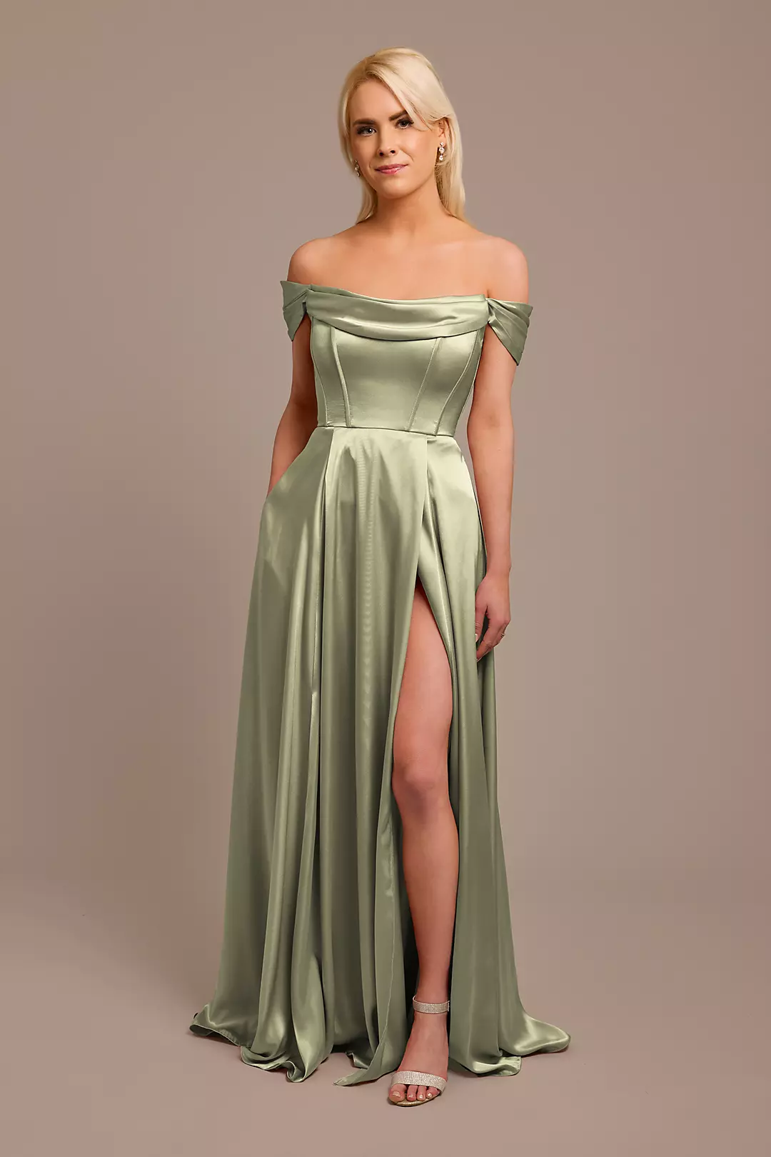 Charmeuse Cowl Off-the-Shoulder Dresses - XNAUWBI