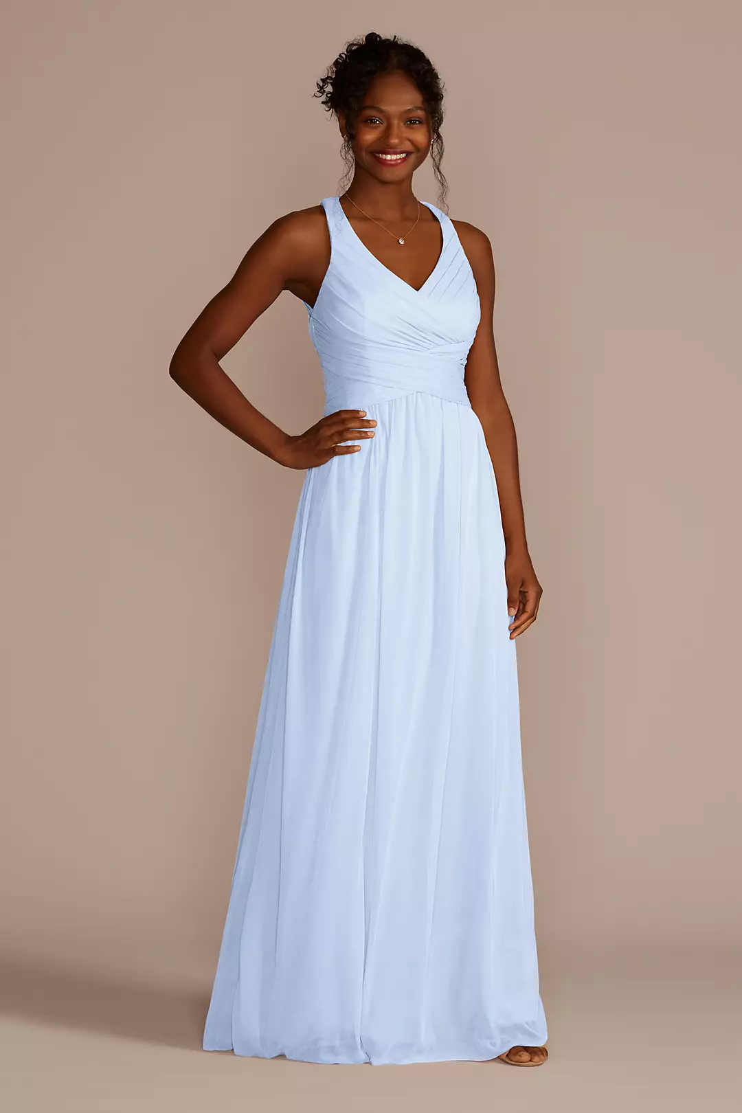 Mesh Long Dress with Crisscross Back Dress - XNAUWBI