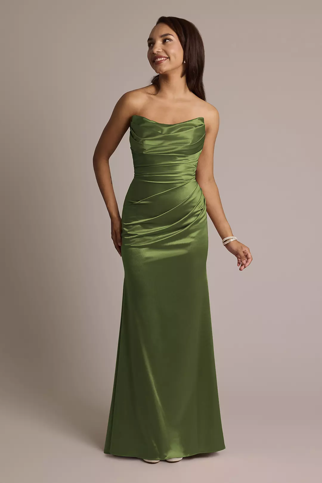 Sculpting Shiny Satin Strapless Mermaid Dresses - XNAUWBI