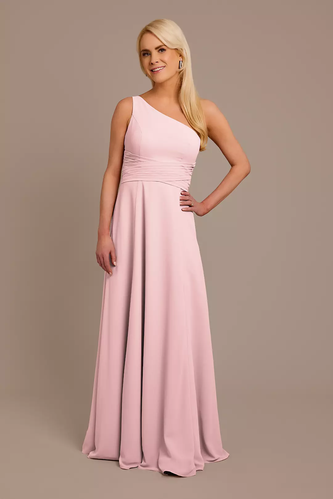 Chiffon One-Shoulder Dress with Tie Dress - XNAUWBI