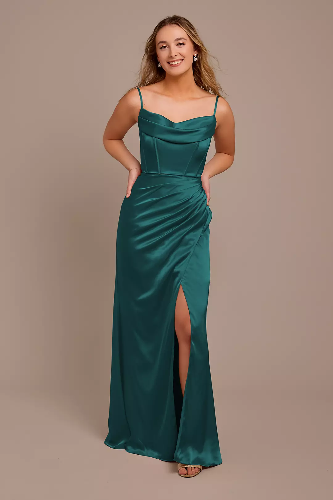 Charmeuse Cowl Spaghetti Strap Dresses - XNAUWBI