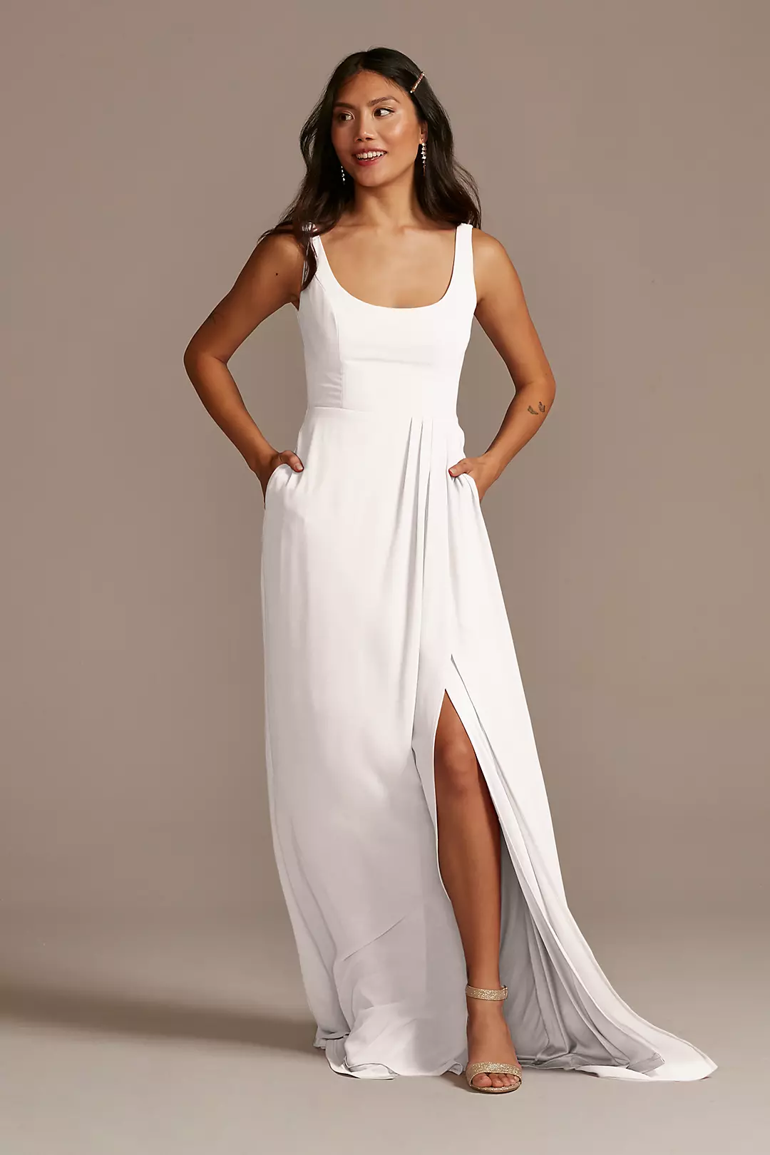 Chiffon Tank Scoop Neck Dresses - XNAUWBI