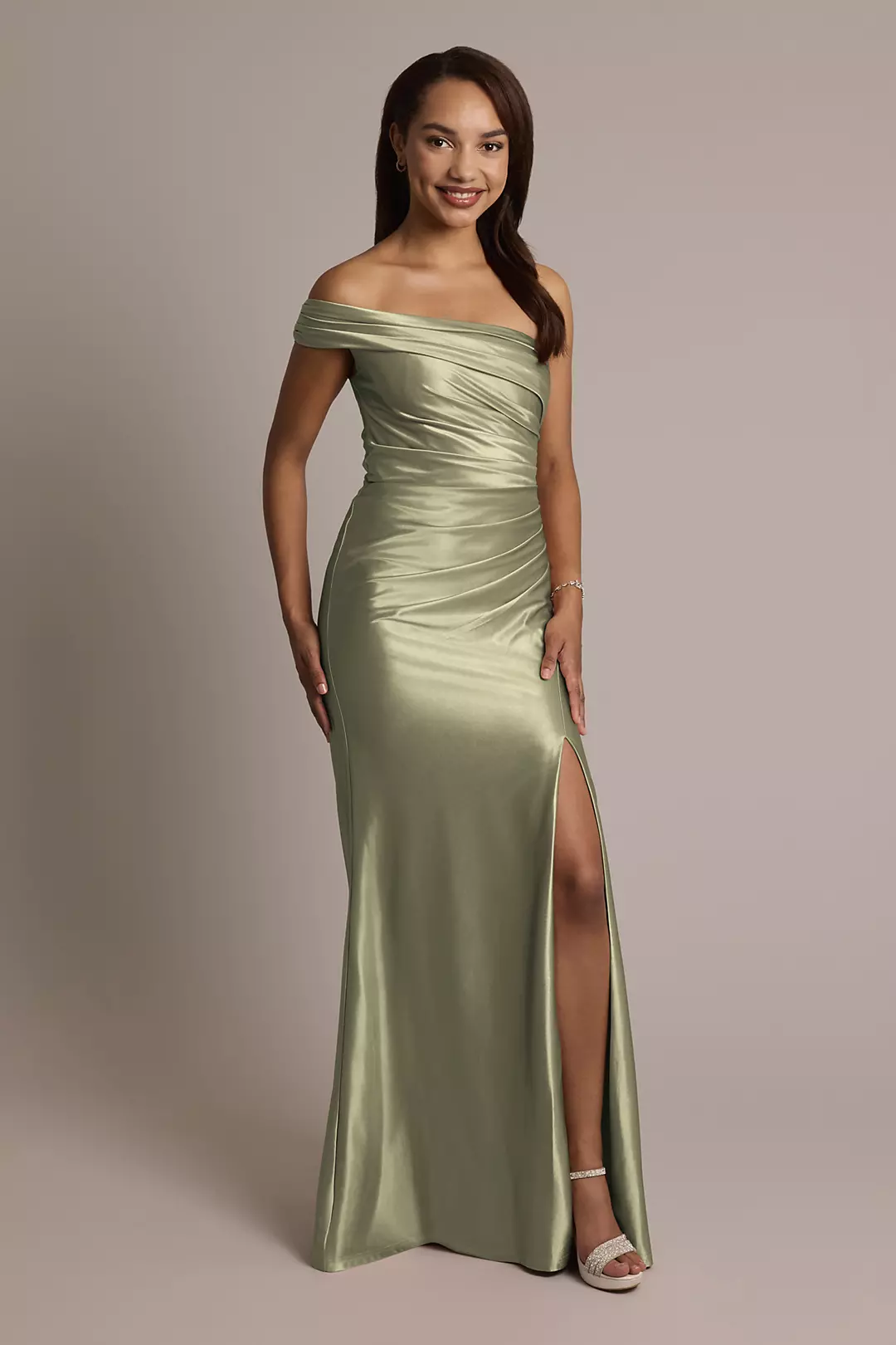 Sculpting Shiny Satin Ruched Sheath Dresses - XNAUWBI
