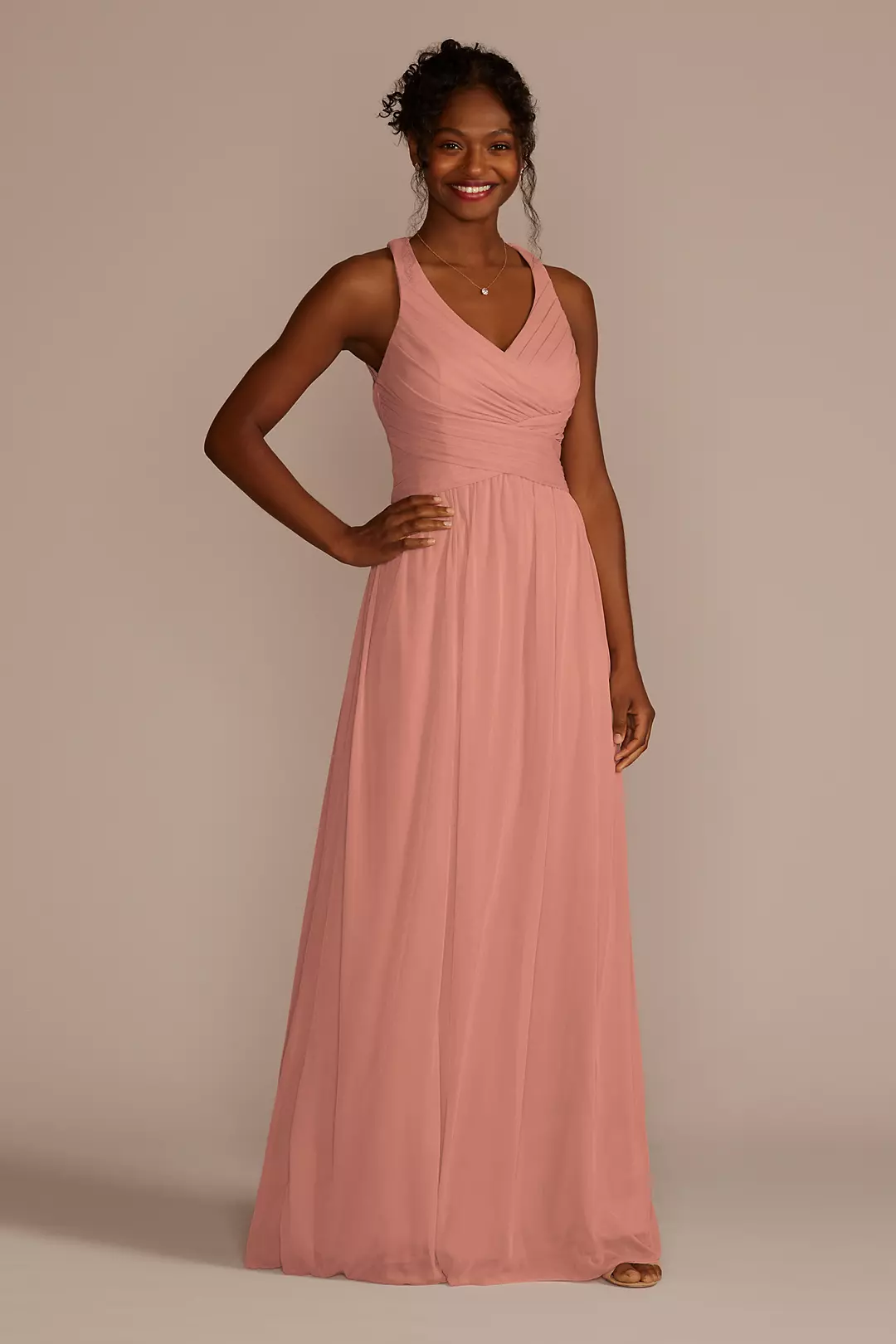 Mesh Long Dress with Crisscross Back Dress - XNAUWBI