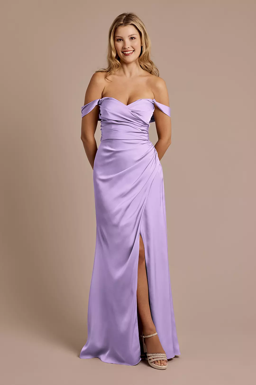 Matte Satin Off-the-Shoulder Sheath Dresses - XNAUWBI