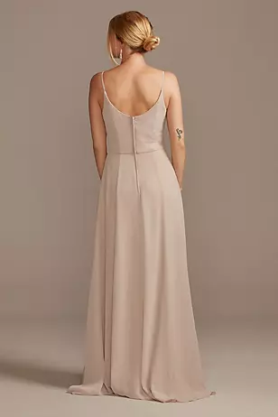 Cowl Neck Chiffon Dress with Slit Dress - XNAUWBI