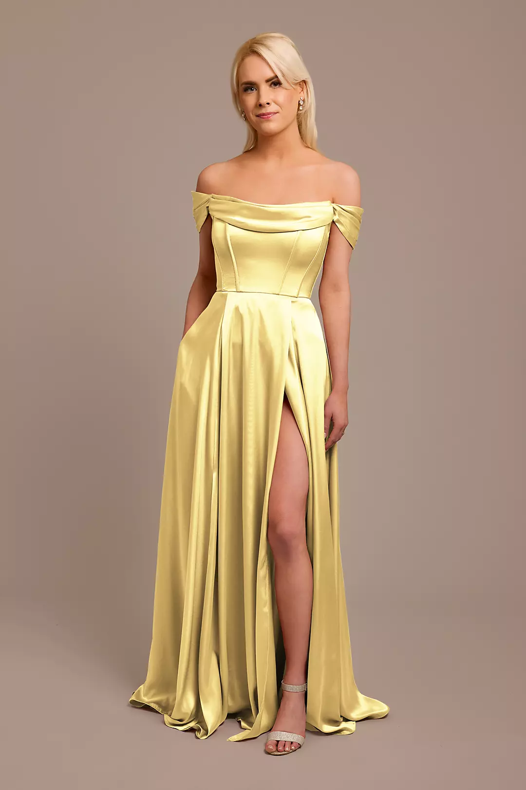 Charmeuse Cowl Off-the-Shoulder Dresses - XNAUWBI