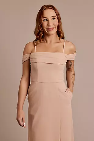 Chiffon Off-the-Shoulder Draped Dresses - XNAUWBI