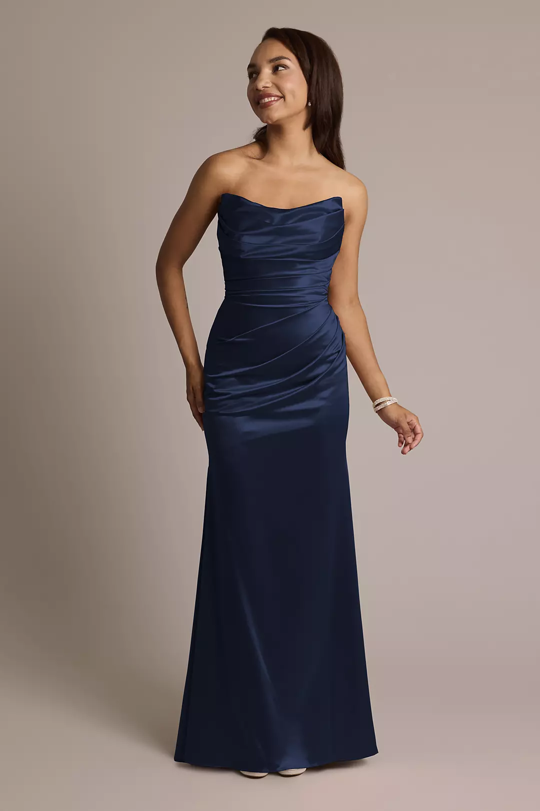 Sculpting Shiny Satin Strapless Mermaid Dresses - XNAUWBI
