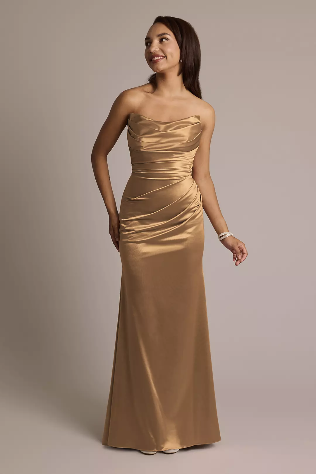 Sculpting Shiny Satin Strapless Mermaid Dresses - XNAUWBI