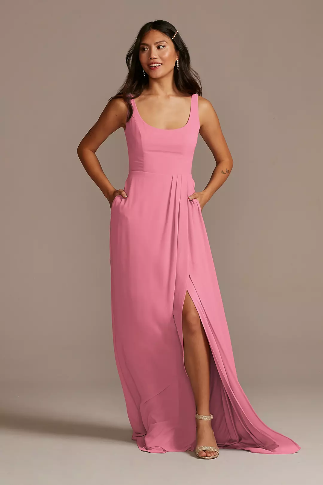 Chiffon Tank Scoop Neck Dresses - XNAUWBI
