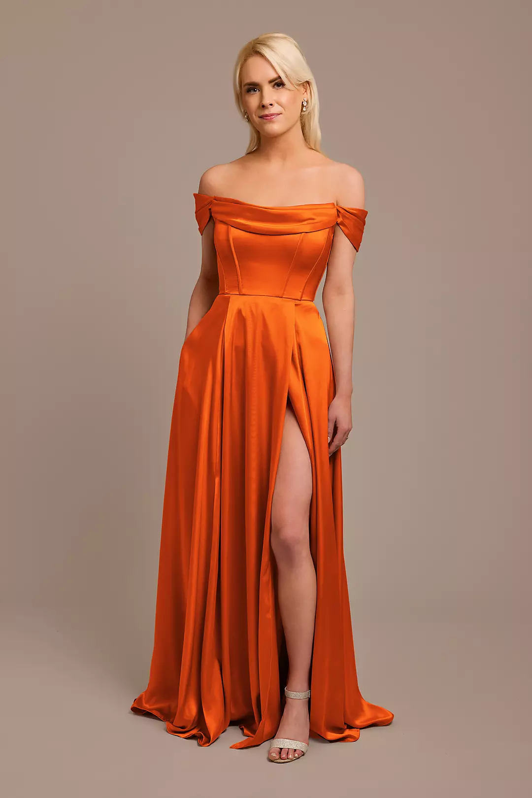 Charmeuse Cowl Off-the-Shoulder Dresses - XNAUWBI