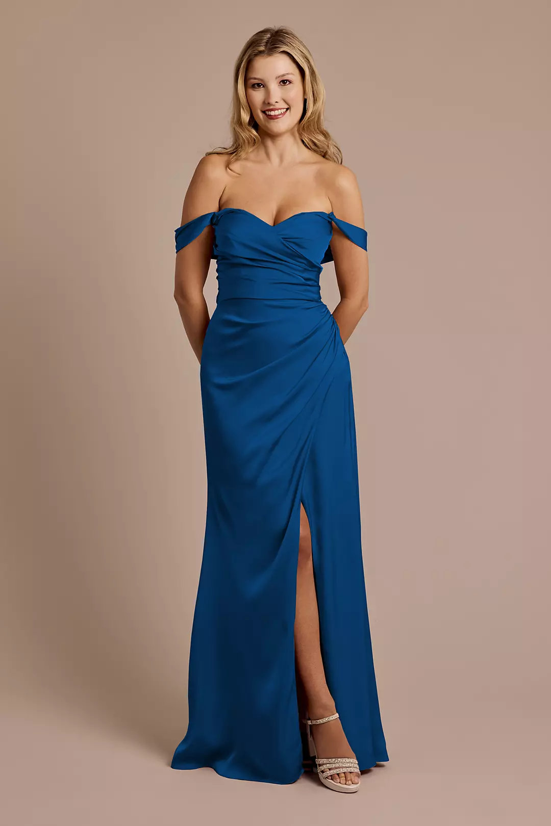 Matte Satin Off-the-Shoulder Sheath Dresses - XNAUWBI
