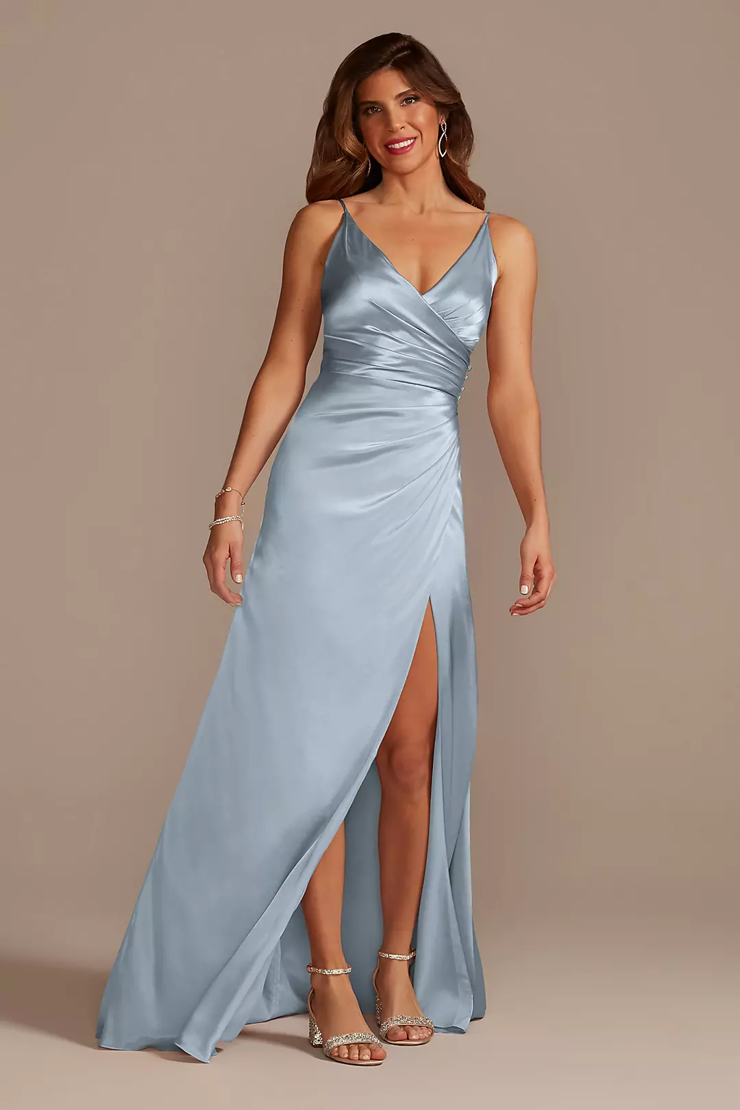 Charmeuse Draped Strappy Dresses - XNAUWBI