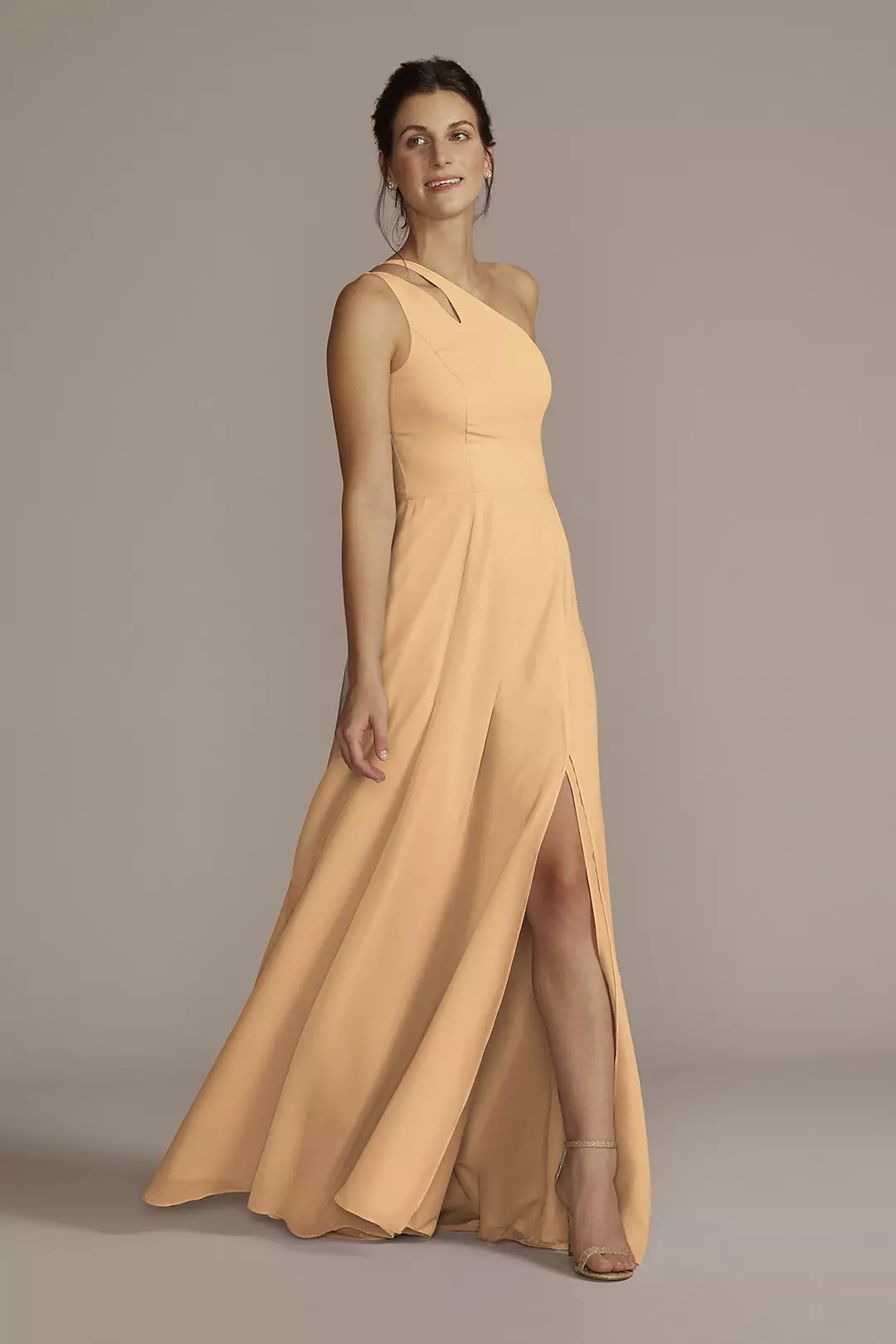Chiffon One-Shoulder Cutout Dresses - XNAUWBI