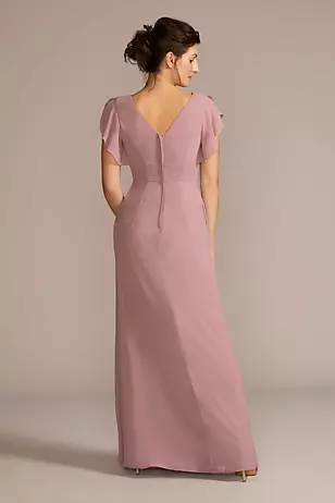 Flutter Sleeve Chiffon V-Neck Dresses - XNAUWBI