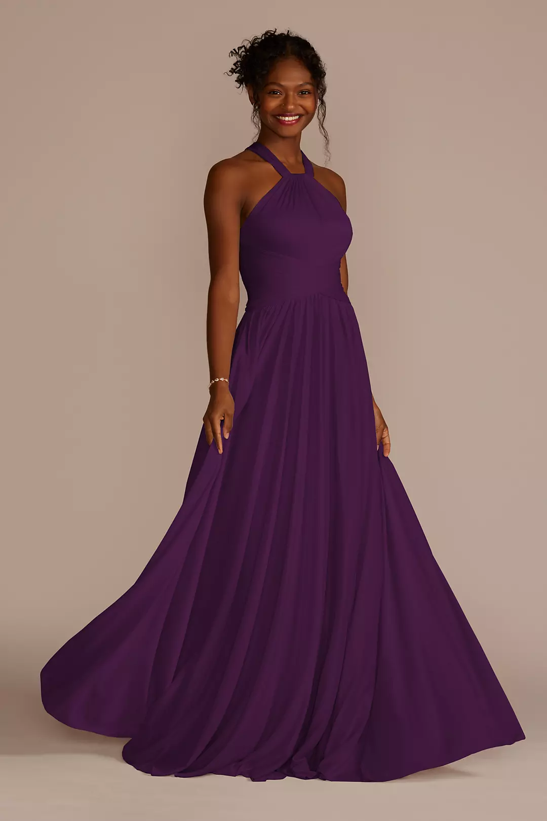 High-Neck Mesh Dress with Full Skirt Dress - XNAUWBI