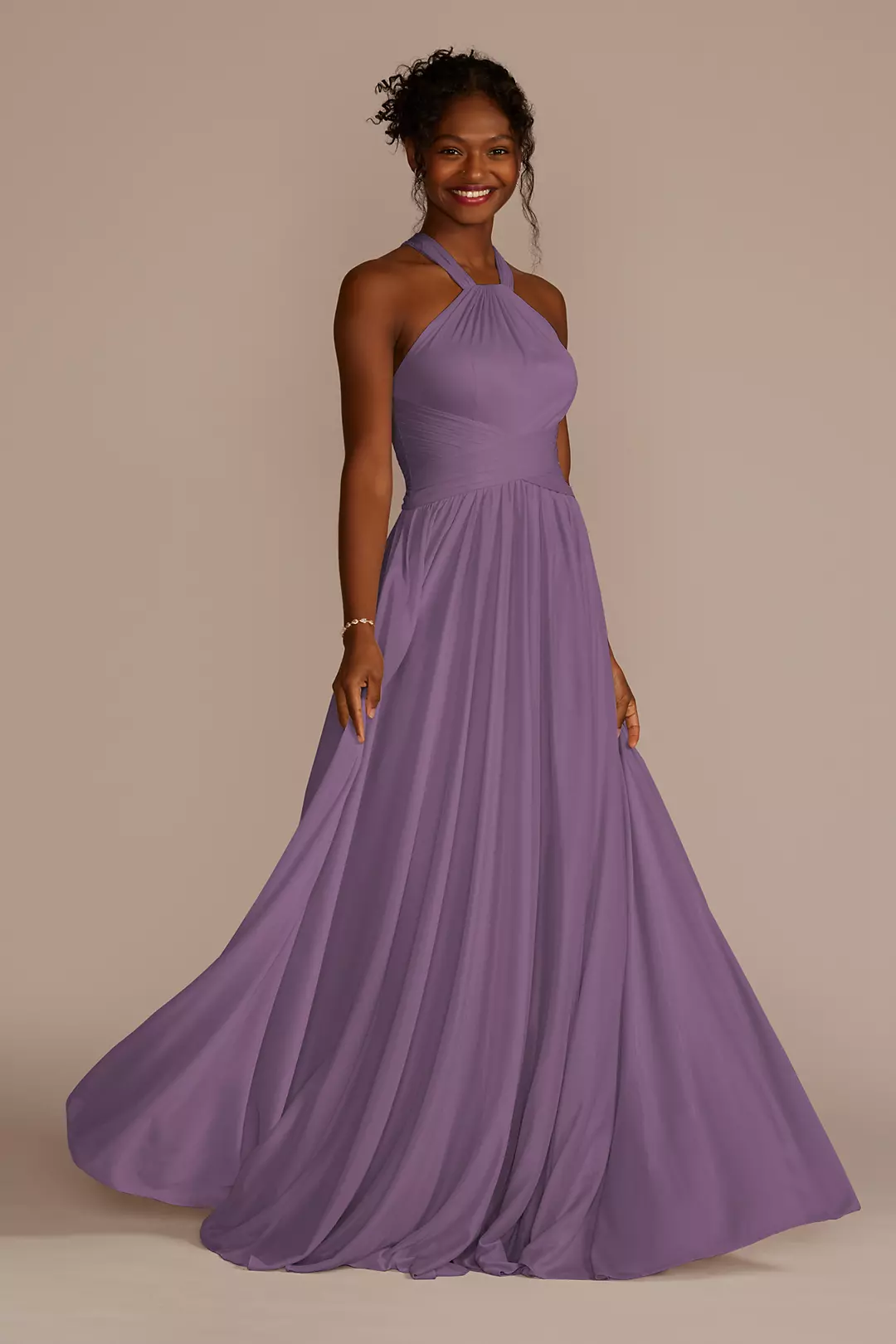 High-Neck Mesh Dress with Full Skirt Dress - XNAUWBI