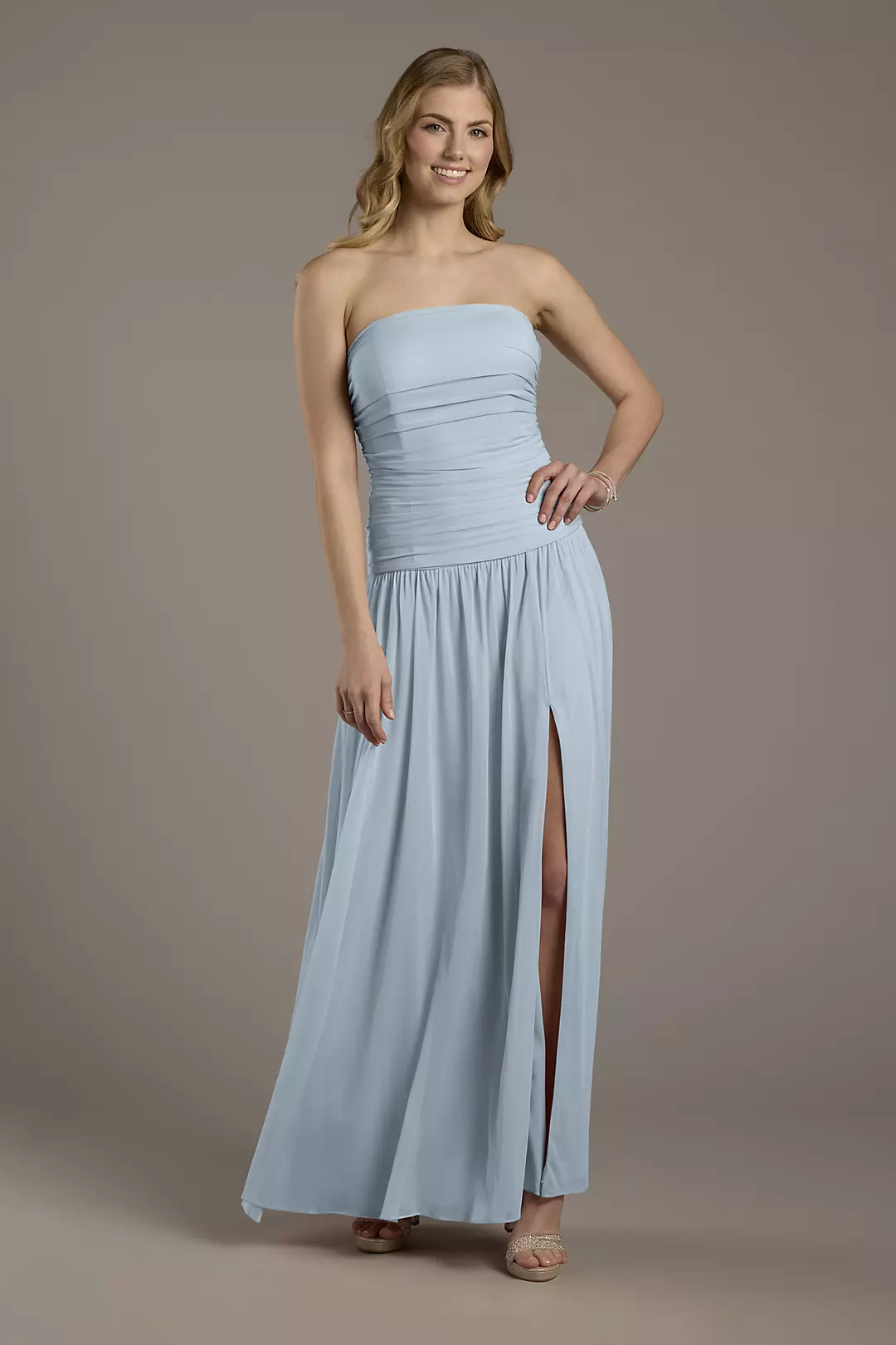 Mesh Strapless Drop Waist Dresses - XNAUWBI