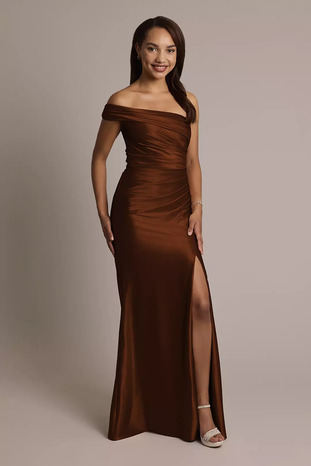 Sculpting Shiny Satin Ruched Sheath Dresses - XNAUWBI