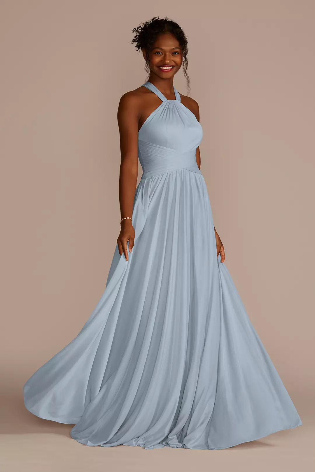 High-Neck Mesh Dress with Full Skirt Dress - XNAUWBI