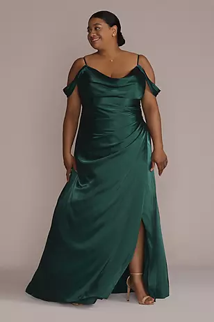 Charmeuse Cowl Dress with Swag Sleeves Dress - XNAUWBI