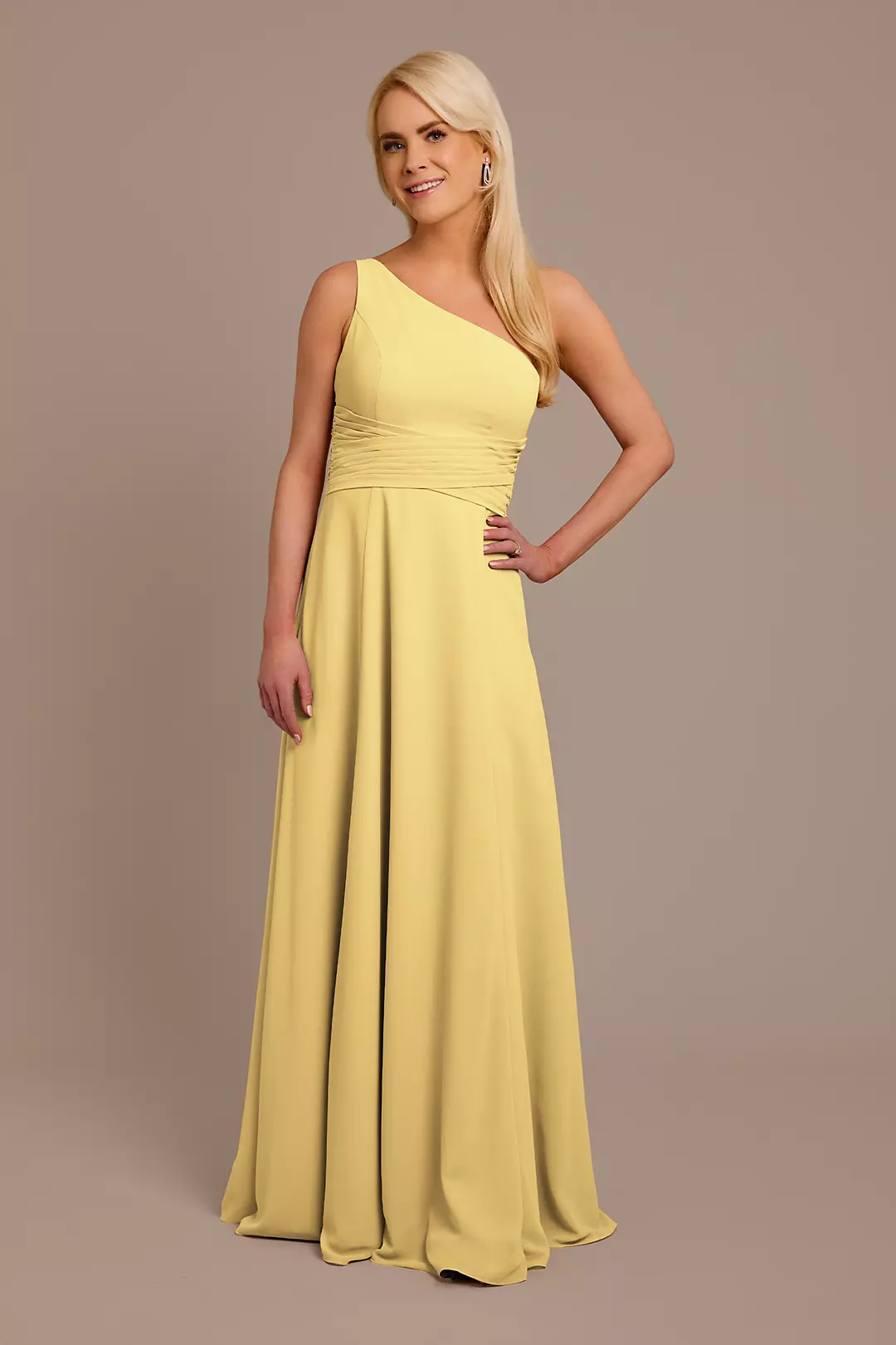Chiffon One-Shoulder Dress with Tie Dress - XNAUWBI