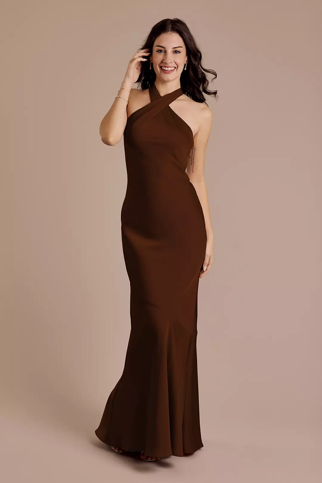 Matte Satin Y-Neck Bias Sheath Dresses - XNAUWBI