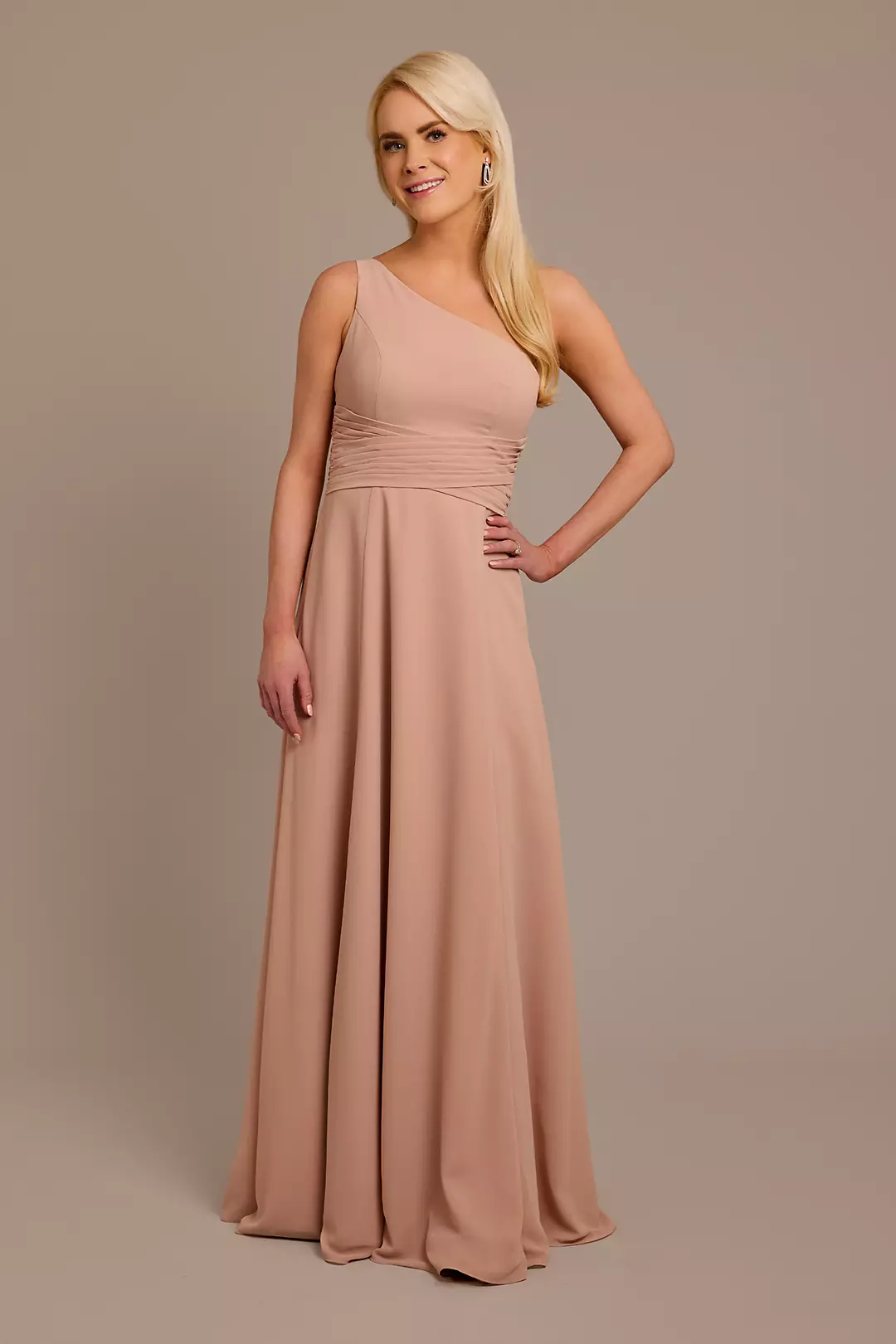 Chiffon One-Shoulder Dress with Tie Dress - XNAUWBI