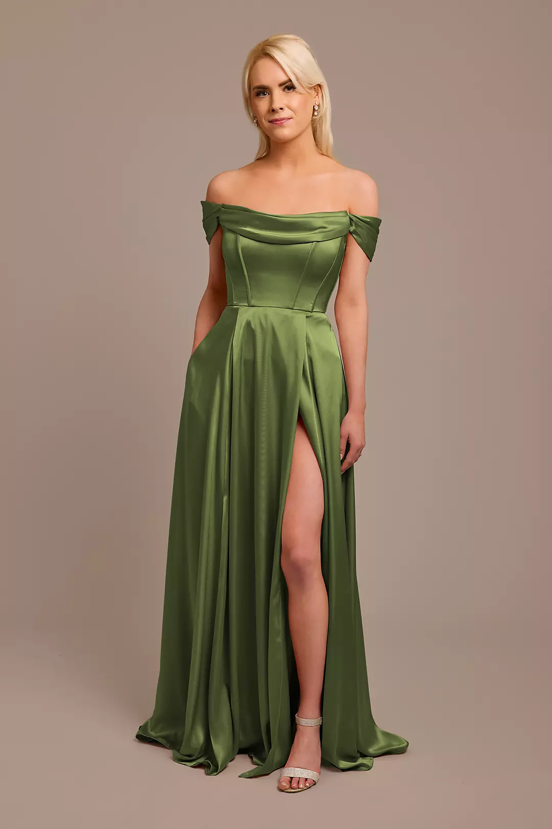 Charmeuse Cowl Off-the-Shoulder Dresses - XNAUWBI