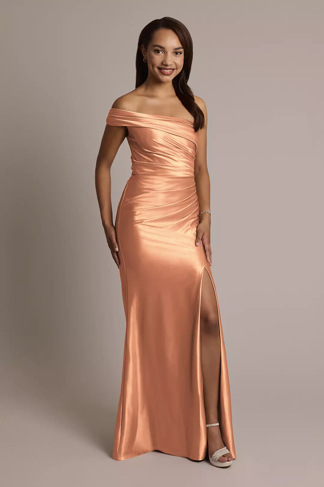Sculpting Shiny Satin Ruched Sheath Dresses - XNAUWBI