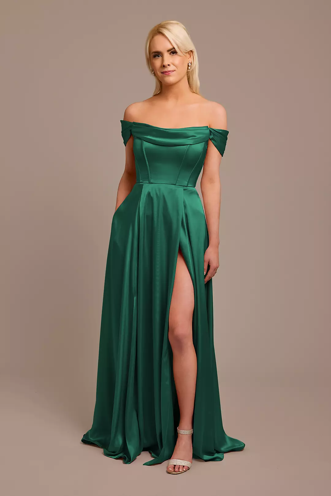 Charmeuse Cowl Off-the-Shoulder Dresses - XNAUWBI