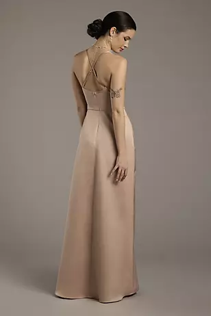 Satin Empire Waist Ball Gown Dress - XNAUWBI