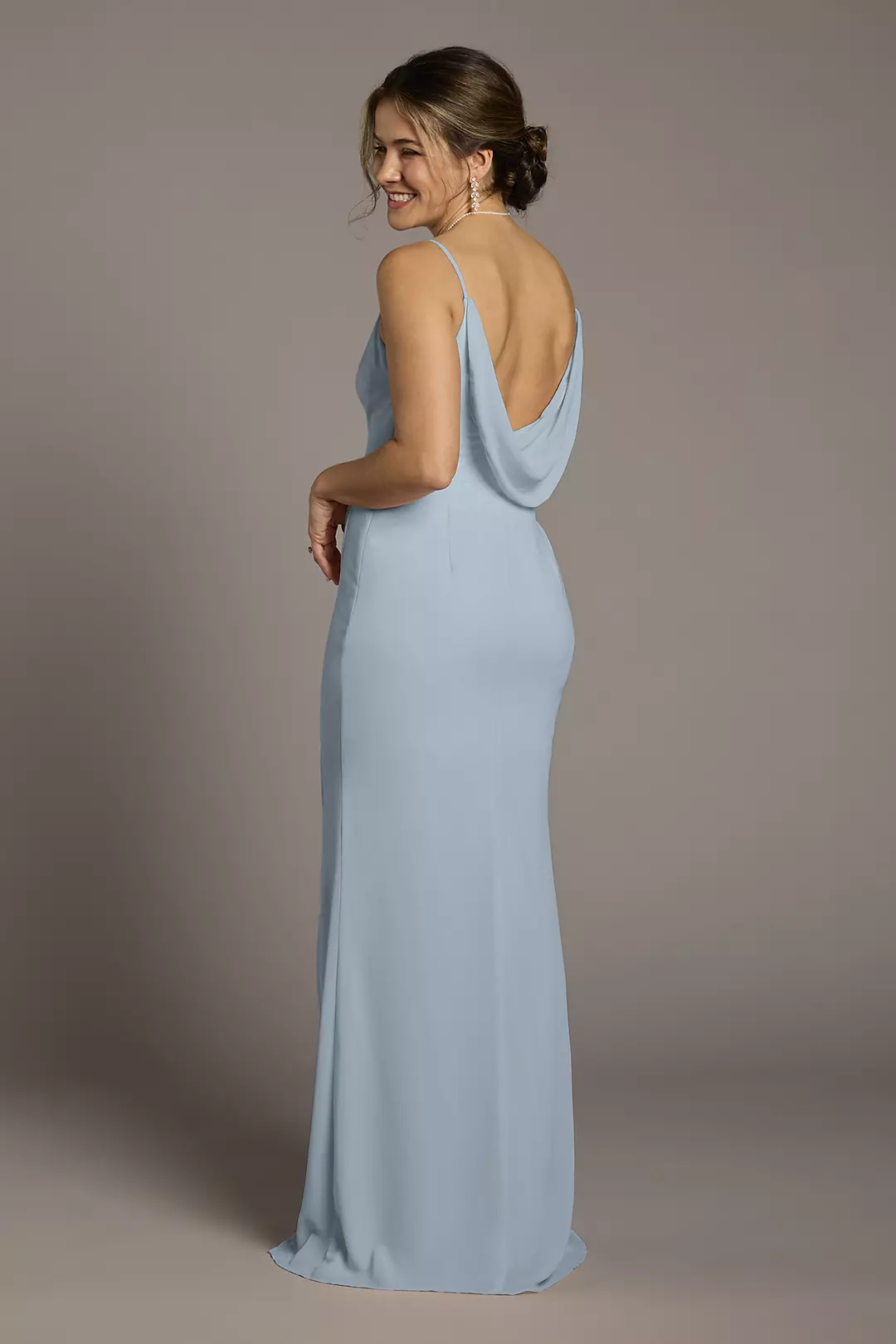 Chiffon Cowl Back V-Neck Sheath Dresses - XNAUWBI