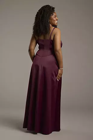 Stretch Matte Satin Basque Waist Sheath Dresses - XNAUWBI