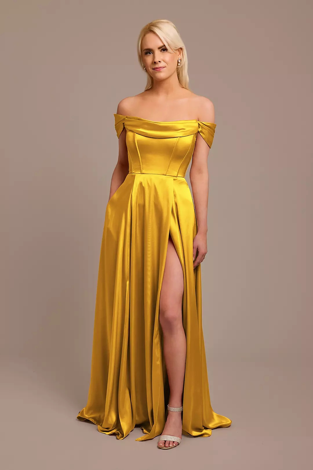 Charmeuse Cowl Off-the-Shoulder Dresses - XNAUWBI