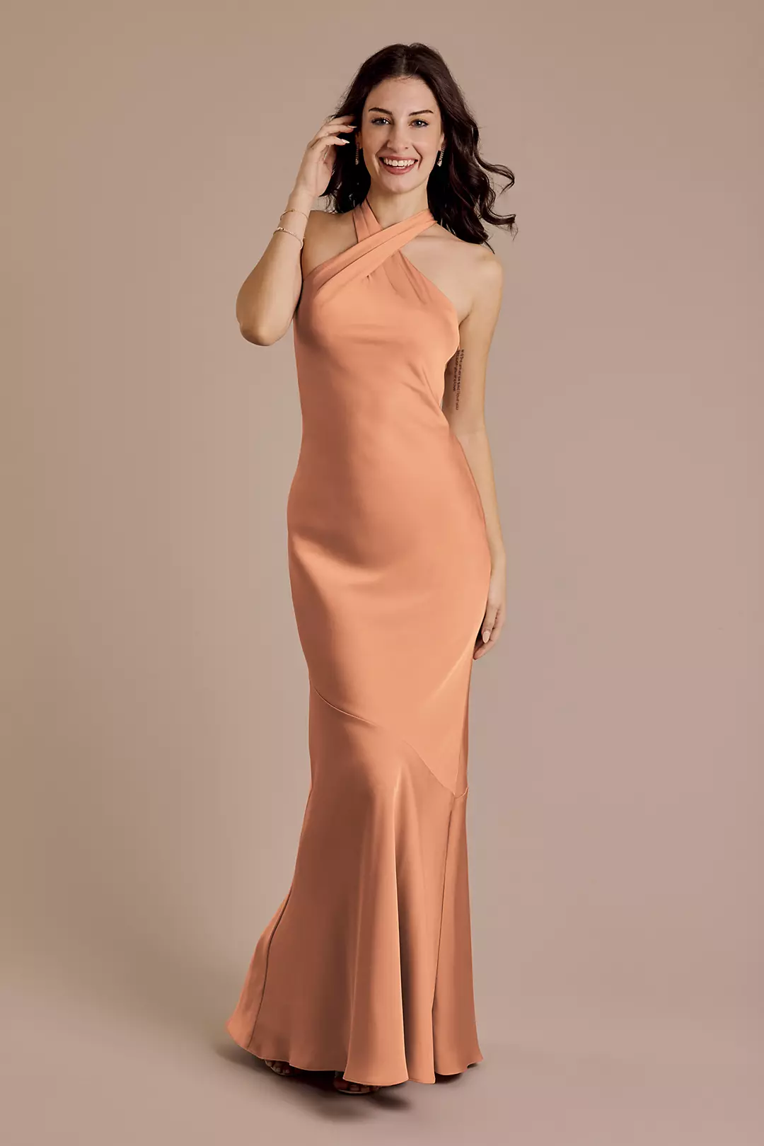 Matte Satin Y-Neck Bias Sheath Dresses - XNAUWBI