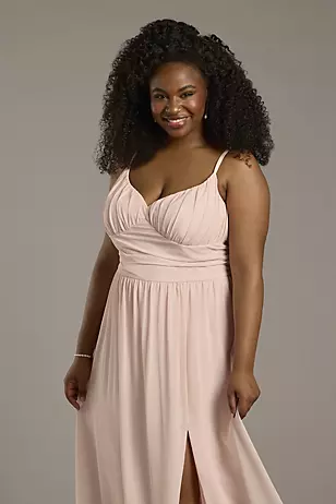 Chiffon Spaghetti Strap A-Line Dress with Slit Dress - XNAUWBI