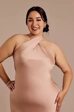 Matte Satin Y-Neck Bias Sheath Dresses - XNAUWBI