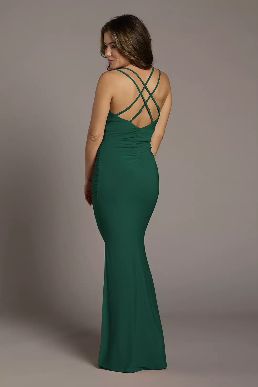 Jersey Cowl Neck Cross Back Sheath Dresses - XNAUWBI