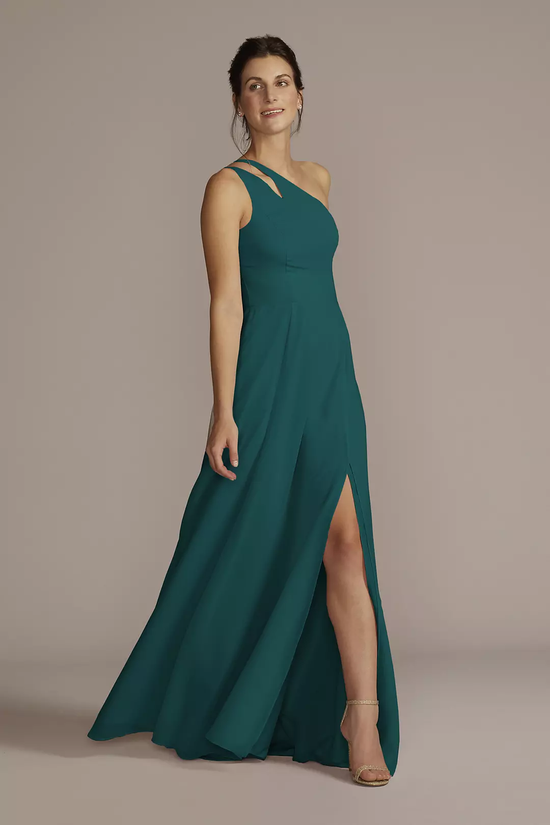 Chiffon One-Shoulder Cutout Dresses - XNAUWBI