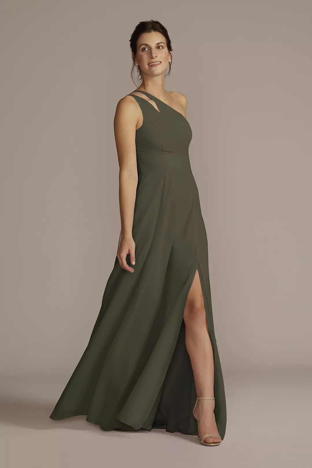 Chiffon One-Shoulder Cutout Dresses - XNAUWBI