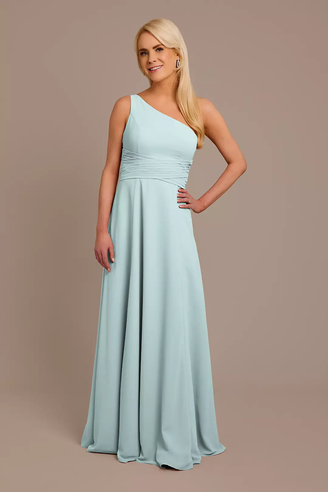 Chiffon One-Shoulder Dress with Tie Dress - XNAUWBI